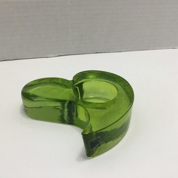 Vintage Green Glass Heart Shaped Tea Light Holder from Sea Glasbruk - Picture 3 of 6
